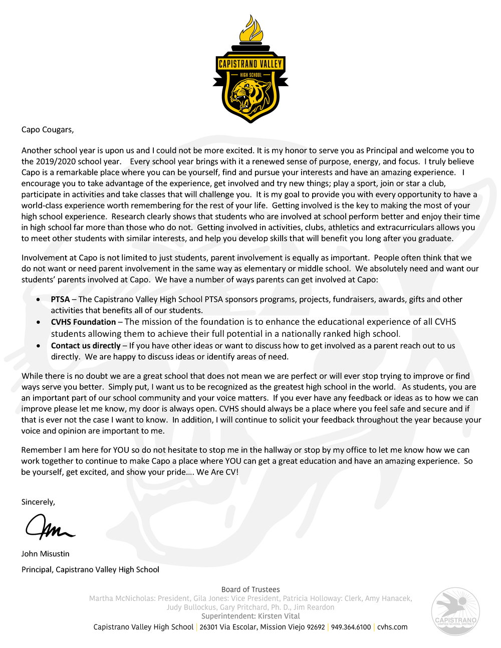 Capistrano Valley High School Principal's